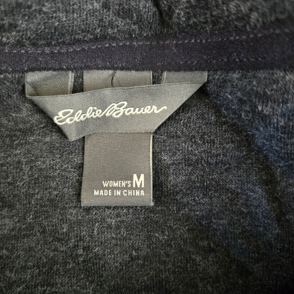 Eddie Bauer Dark Grey Quilted Mock Neck Pullover Sweater Jacket Size Medium - Picture 7 of 9